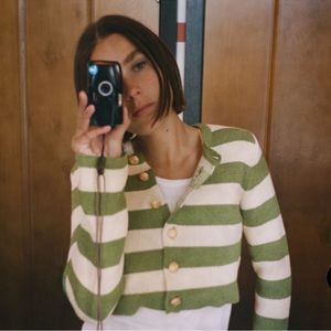 Zara Gold Button Striped Cardigan